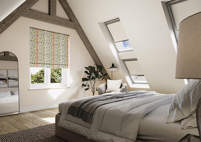 Petal & Block Latika Stripe, Neem - Roman Blind - Image 6